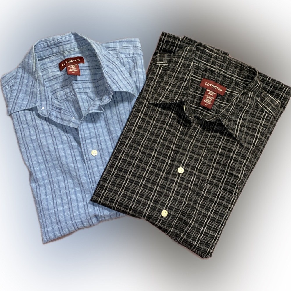 2 Covington men's short sleeve button up shirts